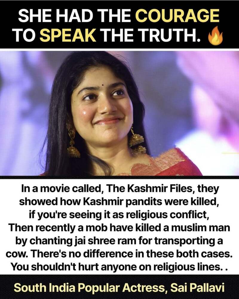 Sai pallavi bold statement viral