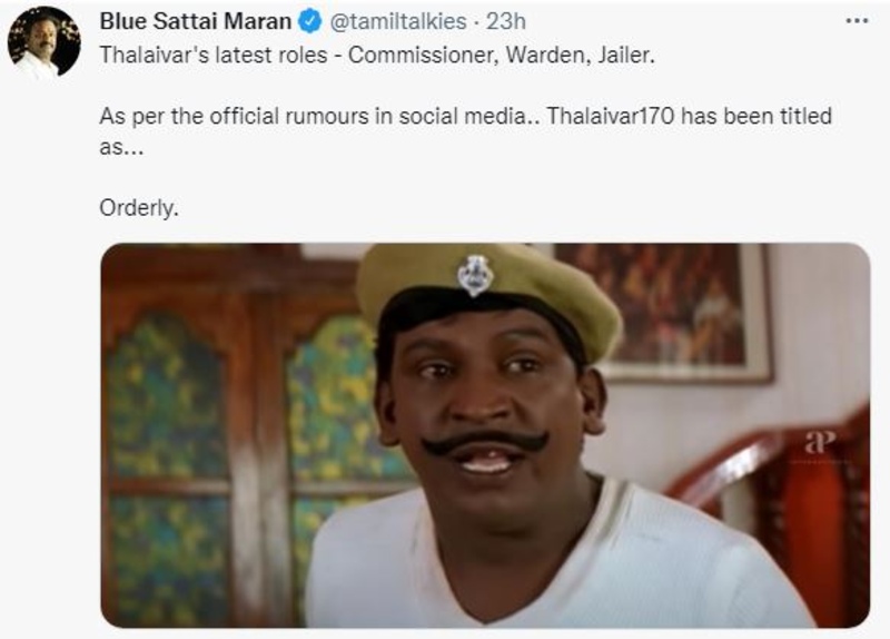 Blue sattai maaran rajini troll