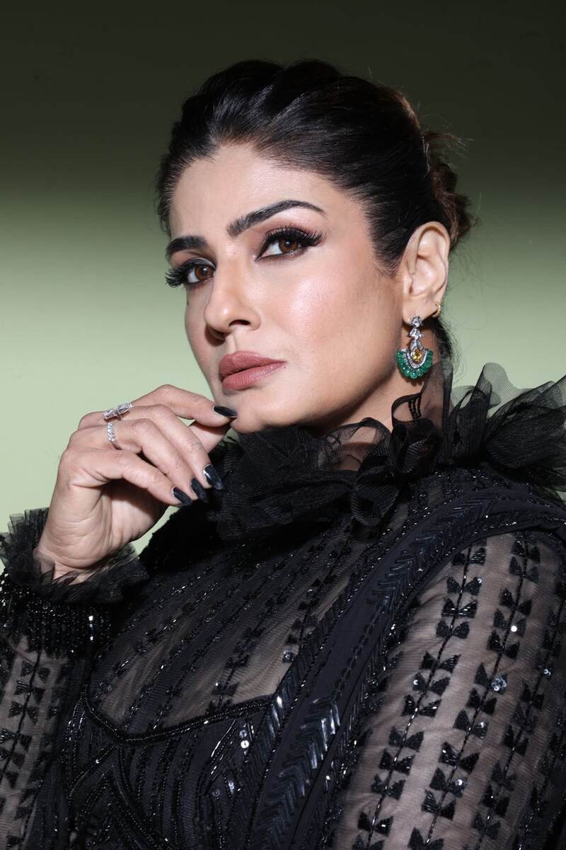Raveena tandon latest in black trending