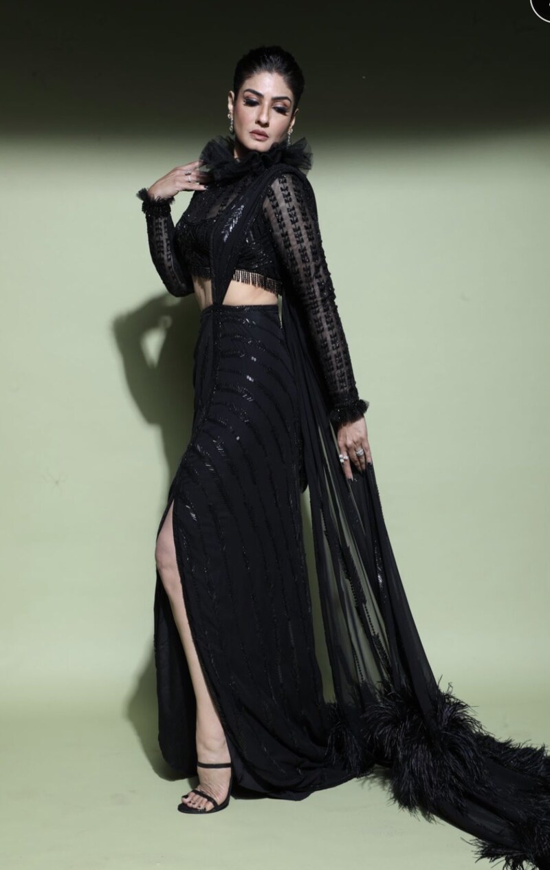 Raveena tandon latest in black trending